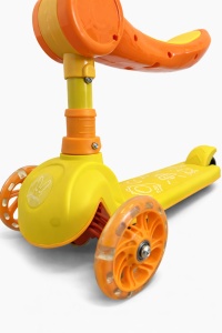 Trotineta Copii 2 in 1 cu Sezut, Lumini, Ghidon Reglabil, Galben, 2 ani+ - Img 2