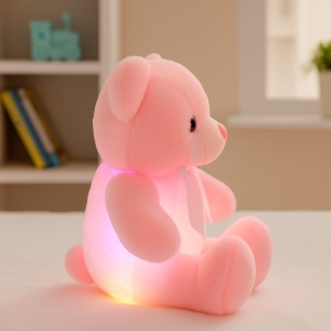 Ursulet de Plus Luminos, cu Lumini LED, Colorate, Lumina de Veghe, Pufos, Roz, 75 cm - Img 2