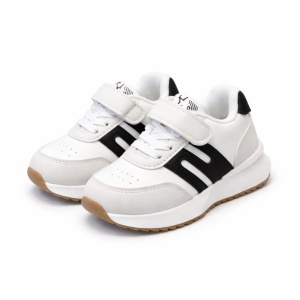 Adidași Copii Alb-Negru, Închidere cu Scai, Design Modern cu Inserții Laterale, Talpă Antiderapantă - Img 5