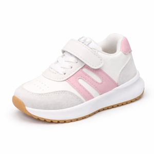 Adidași Copii Alb-Roz, Închidere cu Scai, Design Modern cu Inserții Laterale, Talpă Antiderapantă