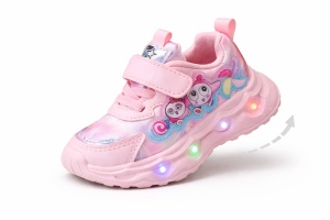 Adidași pentru Copii Roz cu LED, Talpă Luminoasă Multicoloră, Închidere cu Scai și Design cu Personaje Vesele - Img 4