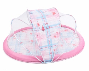 BabyNest pentru Bebe, cu Plasa Anti Insecte, pentru Calatorii, Textil, Roz - Img 3