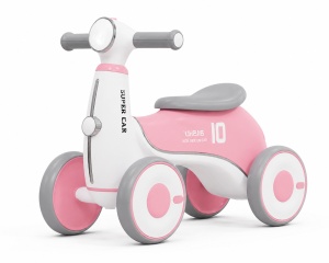 Bicicletă de Echilibru pentru Copii 2-4 Ani cu 4 Roți, Lumini LED și Muzică – Roz