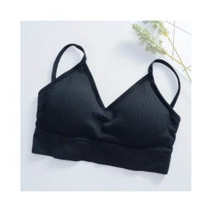Bustiera Sport pentru Dama, cu Bretele si Spatele Gol, Fara Cusaturi, Model Push Up, Marime S/M, Negru