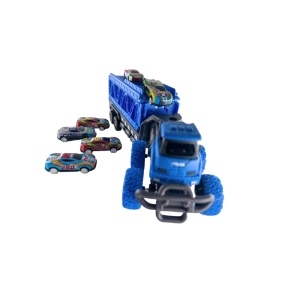 Camion Transportor cu 6 Masini de Cursa, Plastic, Albastru - Img 2