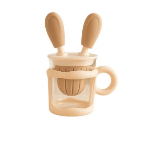 Cana cu Maner si Pai, Model cu Urechiuse, Crem, Plastic, 450 ml