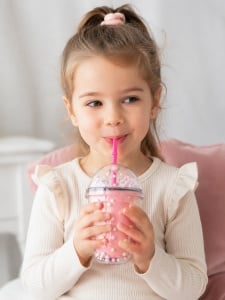Cana cu Pai, Model cu Bomboane, Plastic, Roz, 300 ml - Img 4