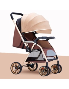 Carucior copii, sport, Cu tavita, 2 Suporturi pentru pahar, amortizoare, Z6 Maro - Img 2