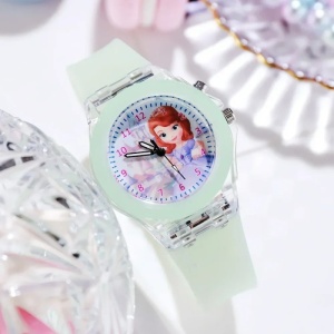 Ceas pentru Copii Electronic, Bratara Silicon, cu Lumini Colorate, Verde