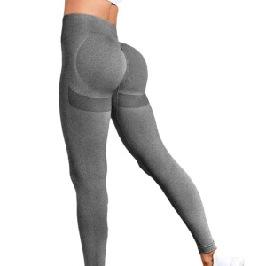 Colanti Fitness Modelatori Lungi, Push Up, Talie Inalta, Elastici, Gri Deschis