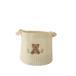 Cos Depozitare Jucarii si Obiecte,Textil, Ursulet, Bej, 22x28cm