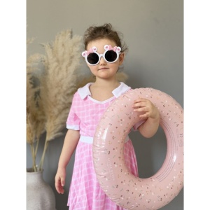 Costum de Baie, Doua Piese, Fusta-Pantalon si Tricou, Sweet Pink, 9-12 ani