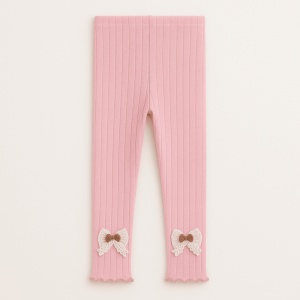 Dres fara Talpa pentru Copii, Roz, cu Funda crem Dantela, Bumbac Gros