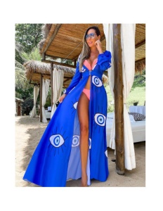 Halat Lung Plaja, Elegant, Blue Evil Eye, Marime Universala - Img 2