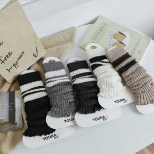 Jambiere Albe, Model cu Dungi Negre, Textil, Universale - Img 2
