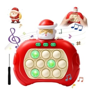 Joc Interactiv Consola Pop It, Cu Muzica Si Lumini, Antistres, Mos Craciun Rosu - Img 1