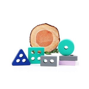 Joc Montessori, Creatie, Constructie si Stivuire Forme Geometrice, 17 piese din Lemn - Img 2