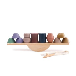 Jucarie de Insirat/Stivuit Montessori, Forme Geometrice, Lemn, 13 Piese, 3 ani +