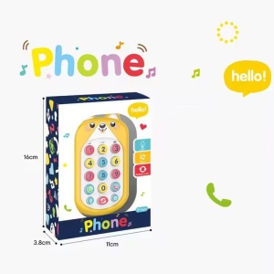 Jucarie Interactiva Telefon, cu Sunete si Lumini, Pisica Galbena, Plastic, 3 ani+