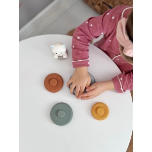Jucarie pentru Stivuire, Model Piramida Ursulet Pentru Bebelusi, Silicon, 6 Luni+, Multicolor, 7 Piese - Img 2