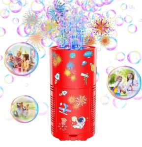 Mașină pentru Baloane de Săpun Model Fireworks Roșu, cu Lumini LED, Funcționare pe Baterii