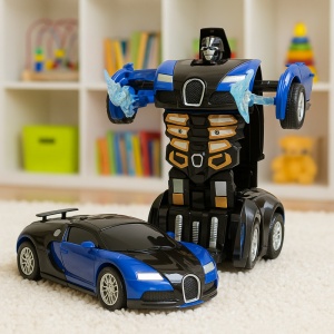 Masinuta 2 in 1, AutoRobot, Plastic, Mov/Negru, Accesorii Sabii, 14 x 6 cm, 2 ani+