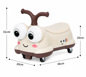 Mașinuță Crem Ride-On pentru Copii, Model Omidă, 2-4 Ani, cu Lumini și Roți Silențioase - Img 2