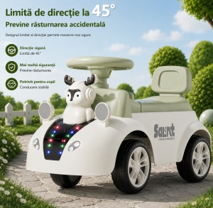 Mașinuță Ride-On pentru Copii 1-3 Ani, cu Lumini LED și Muzică, Model Ren, Verde - Img 2
