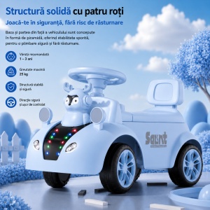 Mașinuță Ride-On pentru Copii 1-3 Ani, cu Lumini LED și Muzică, Model Ren, Albastru - Img 4