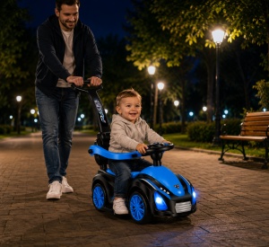Mașinuță Sport pentru Copii 1-3 Ani cu Depozitare, Lumini și Efecte Muzicale, Albastru - Img 3