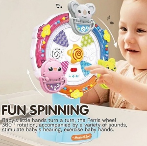 Mini Ruletă Muzicală Interactivă, cu Sunete si Lumini, Model Roz, 0 luni+ - Img 4