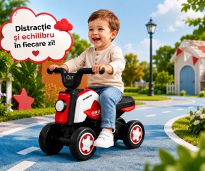 Motocicletă Ride-On pentru Copii Roșu, Fără Pedale - Img 3