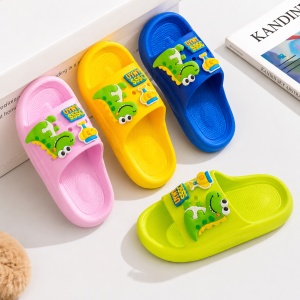 Papuci Copii Roz din Spumă, Model Dino Slide, Ușori, Confortabili și Antiderapanți - Img 3