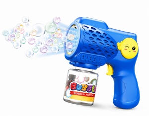 Pistol de Baloane de Săpun Albastru , 10 Găuri, LED, Recipient 90 ml, Jucărie pentru Copii