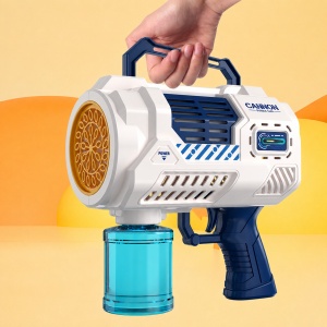 Pistol pentru Baloane de Săpun Bubble Blaster Space Pro Albastru-Alb, cu Efecte Luminoase LED, Funcționează pe Baterii - Img 3