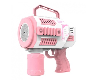 Pistol pentru Baloane de Săpun Model Titan Alb-Roz, cu Lumini LED, Funcționare pe Baterii