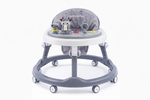 Premergător Bebe Pliabil, 6-18 Luni, Reglabil pe 6 Niveluri, cu Centru de Activități Model Văcuță, Albastru/Gri