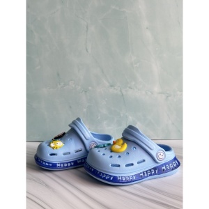 Saboți Copii Tip Crocs din Spumă cu Accesorii 3D Detașabile și Baretă Reglabilă, Albastru Deschis - Img 10