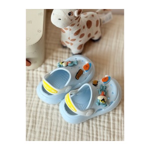 Saboți Copii Tip Crocs din Spumă cu Accesorii Detașabile și Baretă Reglabilă, Bleu - Img 10