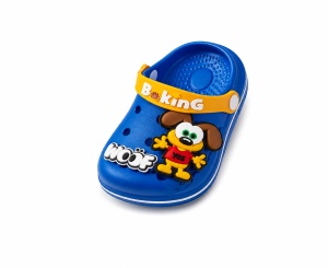 Saboți Copii Tip Crocs din Spuma cu Cățeluș 3D, Baretă Reglabilă, Talpă Antiderapantă, Albastru