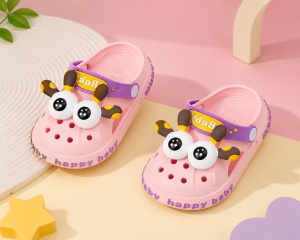 Saboți Copii Tip Crocs din Spumă cu Girafă 3D, Baretă Reglabilă, Talpă Antiderapantă, Roz - Img 10