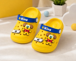 Saboți Copii Tip Crocs din Spumă EVA cu Cățeluș 3D, Baretă Reglabilă, Talpă Antiderapantă, Galben - Img 11