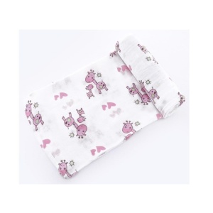 Scutec Muselina pentru Bebelusi, Bumbac, Girafa, 120X110 cm - Img 2