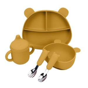 Set Diversificare 5 Piese, Silicon, Bebelusi si Copii, Galben, 5 Piese, 6 luni +