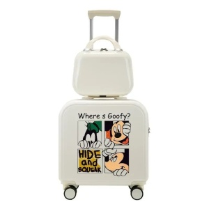 Set Valiza Pentru Calatorii si Geanta, Alb Friends, 42 cm x 23 x 41 cm