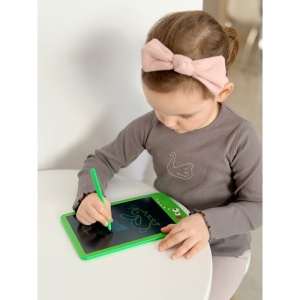 Tableta LCD pentru Scris si Desenat, Model Dinozarul Verde, Colturi Rotunjite, 232*143*6 mm