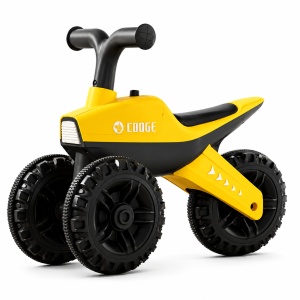 Tricicletă fără Pedale pentru Copii Tip ATV, cu Ghidon, Șezut și 3 Roți Late, Galben-Negru,12 luni +