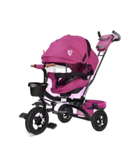 Tricicleta Pentru Copii, Scaun Pivotant la 360, Spatar cu 3 Pozitii, Mov/Negru