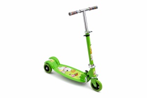 Trotineta Pliabila pentru Copii, Ghidon Reglabil, Metal, Verde, 2 ani+