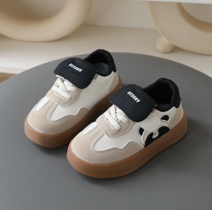 Adidași Copii cu Scai, Model Panda Bej-Negru, Talpă Antiderapantă, Încălțăminte Confortabilă - Img 7